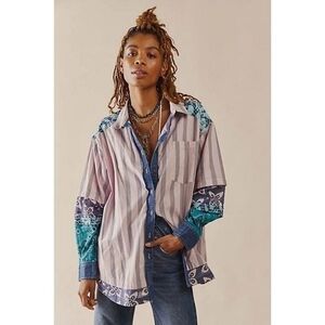 Free People Multicolor Button Down Shirt
